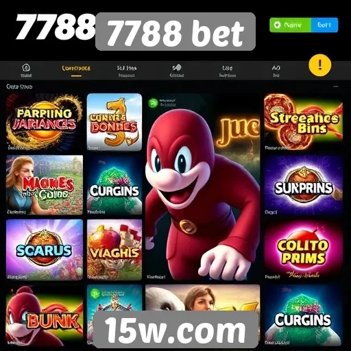 Variedade de jogos disponíveis na plataforma 7788 bet
